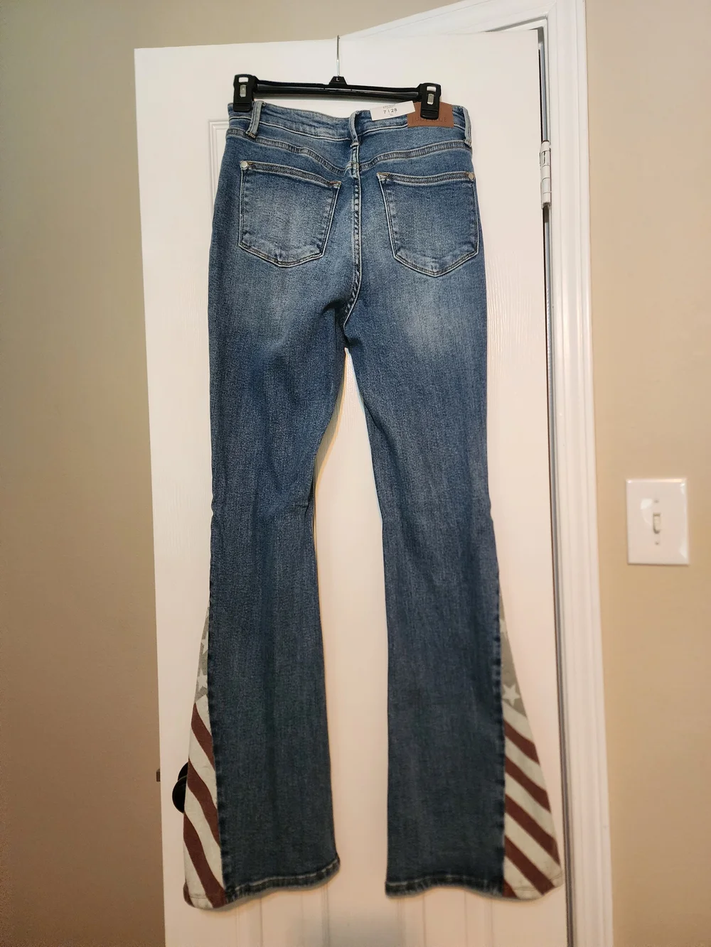 Judy Blue Blue Denim Flare Jeans with American Flag Side Panels - Picture 5 of 8